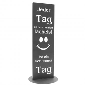 Gartenschild Dekosäule "Lächle jeden Tag" 